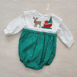 Vintage Reindeer Sleigh Romper 3 months